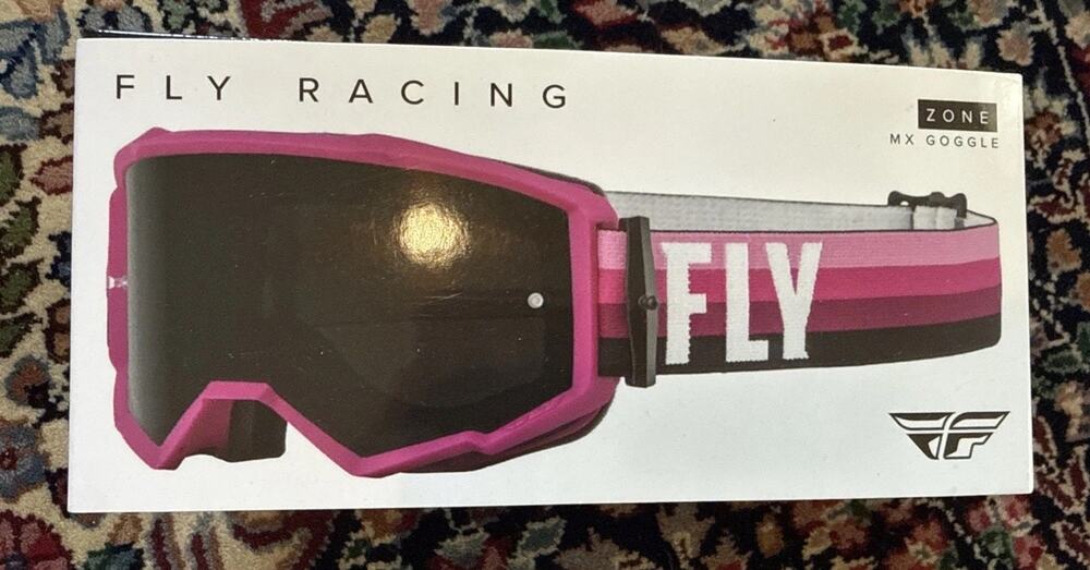 Fly Racing Zone MX Goggles Motocross Dirt Bike ATV MTB Pink Black Smoke Lens NIB